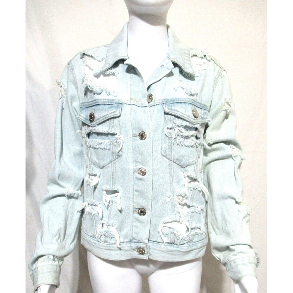 Forever 21‎ Light Blue Denim Destroyed Jean Jacket Size Medium New With Tags